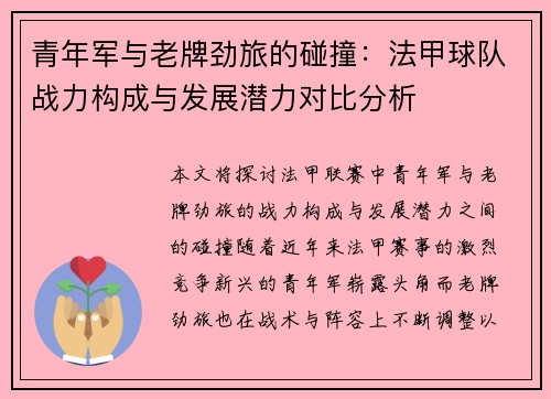 青年军与老牌劲旅的碰撞：法甲球队战力构成与发展潜力对比分析